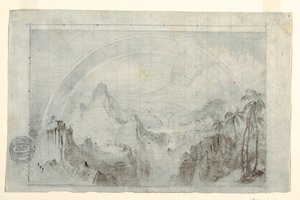 Piirros, luonnos "Sateinen kausi tropiikissa", 1865-66. tekijältä Frederic Edwin Church