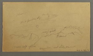 Piirros, Huippu, jossa suuria pilviä, mahdollisesti 1868 tekijältä Frederic Edwin Church