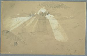 Piirros, Aurinko paistaa pilvien läpi, Jamaika, heinäkuu 1865. tekijältä Frederic Edwin Church