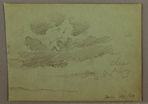 Piirros, Auringonsäde pilvien takana, syyskuu 1869 tekijältä Frederic Edwin Church