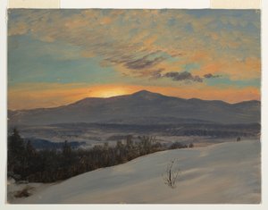 Piirros, Auringonlasku Hudsonin laakson poikki, talvi, 1870-80. tekijältä Frederic Edwin Church