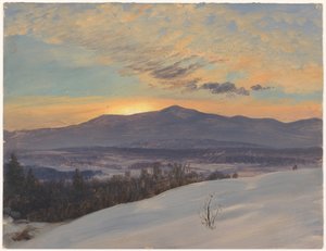 Piirros, Auringonlasku Hudsonin laakson poikki, talvi, 1870-80. tekijältä Frederic Edwin Church
