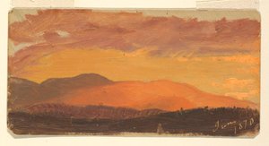 Piirros, auringonlasku, Hudson Valley, kesäkuu 1870 tekijältä Frederic Edwin Church
