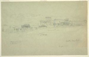 Piirros, temppelit, Baalbek, 6. toukokuuta 1868. tekijältä Frederic Edwin Church