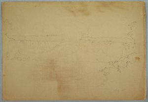 Piirros, The Canadian Falls, heinäkuu 1856 tekijältä Frederic Edwin Church