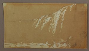 Piirros, Kanadan putoukset ja vuohisaari Niagara-joella, mahdollisesti 1858. tekijältä Frederic Edwin Church
