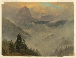 Piirros, Hochkalter, lähellä Berchtesgadenia, 1868. tekijältä Frederic Edwin Church