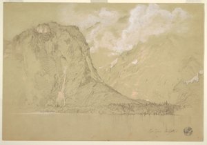 Piirros, Königssee ja Schrainbachin putoukset, heinäkuu 1868. tekijältä Frederic Edwin Church