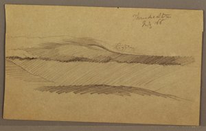 Piirros, Ukkosmyrsky harjanteen yllä, heinäkuu 1866 tekijältä Frederic Edwin Church