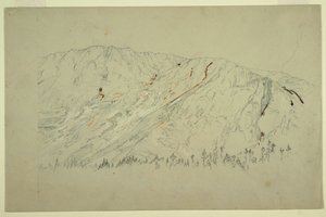 Piirros, Suuren altaan yläosa, Katahdin-vuori, syyskuu 1877. tekijältä Frederic Edwin Church