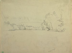 Piirros, Upper Togue Lake, n. 1885. tekijältä Frederic Edwin Church