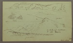Piirros, Valley, huhtikuu mahdollisesti 1868 tekijältä Frederic Edwin Church