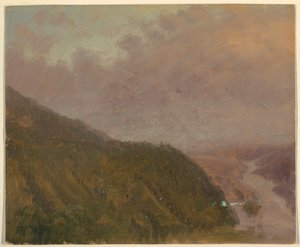 Piirros, Laakso korkean kukkulan laelta (Eurooppa), 1860-70 tekijältä Frederic Edwin Church