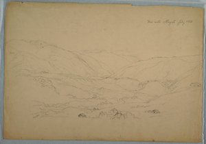 Piirros, laakso lähellä Ibaguéa, Kolumbia, heinäkuu 1853. tekijältä Frederic Edwin Church