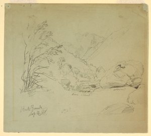 Piirros, laakso ja silta lähellä Macugnagaa, 12. syyskuuta 1868. tekijältä Frederic Edwin Church