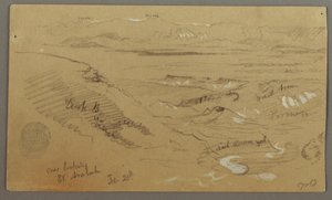 Piirros, Näkymä Wady el-Arabahin poikki, 20. helmikuuta, mahdollisesti 1868. tekijältä Frederic Edwin Church