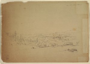 Piirros, Näkymä Grand Mananin saarelta, Kanadasta, merelle, syyskuu 1851. tekijältä Frederic Edwin Church