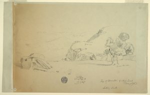 Piirros, Näkymä kukkulalta Suk wadin länsipuolelta, 4. toukokuuta 1868. tekijältä Frederic Edwin Church