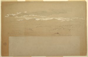 Piirros, Näkymä vuoristoon, Ecuador, 27. kesäkuuta 1857. tekijältä Frederic Edwin Church