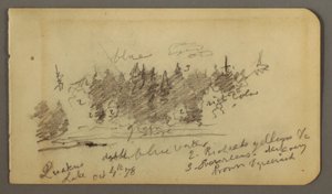 Piirros, Metsäinen ranta, 1878 tekijältä Frederic Edwin Church