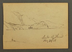 Piirros, Thuninjärvi, Bernin Oberland, 20. elokuuta 1868. tekijältä Frederic Edwin Church