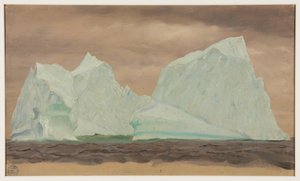 Jäävuoria pilvisen taivaan alla tekijältä Frederic Edwin Church