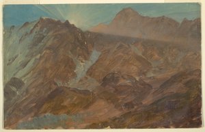 Huiput ja jäätikkö auringonnousussa, Bernin Alpit, Sveitsi tekijältä Frederic Edwin Church