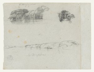 Luonnoksia puista, viiniköynnöksistä ja Rio Magdalenan rannasta, Kolumbia. tekijältä Frederic Edwin Church