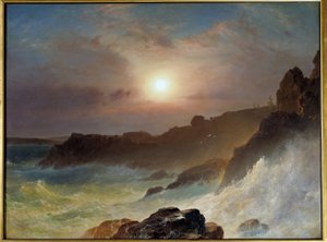 Auringonnousu Mainen rannikolla Yhdysvalloissa vuonna 1863. Frederic Churchin maalaus (1826-1900) Ec. Katkera. tekijältä Frederic Edwin Church