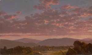 Twilight in the Catskills 1849 (Öljy kartongille) tekijältä Frederic Edwin Church