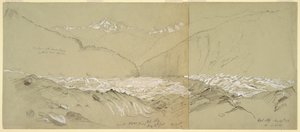Ylä-Aletsch-jäätikkö, jossa on suuri Fusshorn tekijältä Frederic Edwin Church