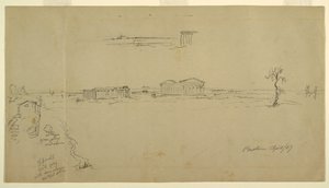 Näkymät basilikaan ja Neptunuksen temppelille, Paestum, Italia tekijältä Frederic Edwin Church