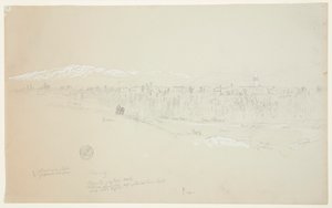 Kuseiyehin kylä, Libanon-vuori kaukana tekijältä Frederic Edwin Church