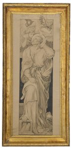 St Matthew: Suunnittelu lasimaalauksille (lyijykynä ja harmaa pesu kiillotuspaperille)