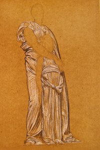 Study for the Dance (mustavalkoinen liitu paperille) tekijältä Frederic Leighton