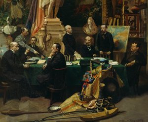 Jules Ferry (1832-1893) toivotti siirtokuntien edustajat tervetulleeksi marraskuussa 1892 tekijältä Frederic Regamey