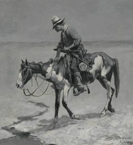 Teksasin poni, 1889 (öljy sommitelmalevylle) tekijältä Frederic Remington