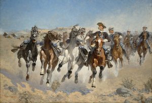 Poistettu ratsasta: Neljännet sotilaat liikuttavat Led-hevosia, 1890 tekijältä Frederic Remington