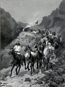 Geronimo ja hänen bändinsä palaamassa ryöstöstä Meksikoon (öljy kankaalle) tekijältä Frederic Remington
