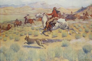 Hunting on the Prairie, Colliers Weekly, pub.1904 tekijältä Frederic Remington