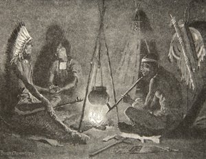 Seuraan sinua, mieheni, Henry Wadsworth Longfellowin (1807-82) The Song of Hiawatha -pubista. George G. Harrap und Company Ltd., 1911 tekijältä Frederic Remington