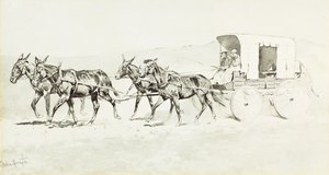 Yksi Williamsonin vaiheista, n. 1892 (kynä ja sivellin ja musta muste ja kiinalainen valkoinen paperilla) tekijältä Frederic Remington