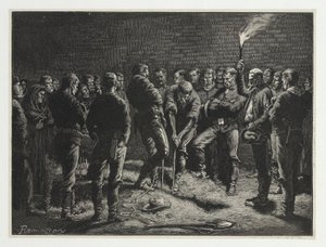 Apache-kampanja – Hatfieldin miesten hautaaminen, Harpers Weekly, pub. 1886 tekijältä Frederic Remington