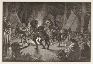 The Buffalo Dance, Harpers Weekly, pubi 1887 tekijältä Frederic Remington