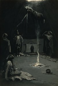 Lääkehevosen meno (intialainen tulijumala) 1897 tekijältä Frederic Remington