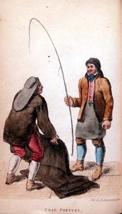 Hiiliportterit Ackermannin maailmasta pienoiskoossa, 1800-luku (värillinen lito)