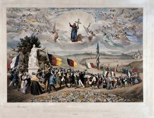 Euroopan kansojen yleismaailmallinen demokraattinen ja sosiaalinen tasavalta -kulkue unionissa ja veljeydessä. Frederic Sorrieun litografia (1807–1861) 1848 Pariisi, museo Carnavalet - Universaali demokraattinen ja sosiaalinen tasavalta