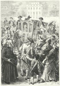 Ludvig XVI toi Pariisiin sen jälkeen, kun väkijoukko hyökkäsi Versaillesin palatsiin