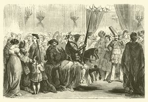 Grande Monden naamiopallo: Don Quijoten sisäänkäynti (kaiverrus) tekijältä Frederic Theodore (after) Lix