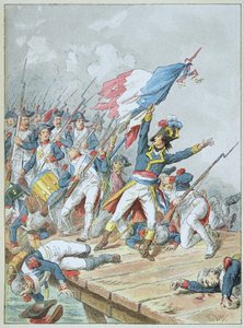 Bonaparte ylittämässä Arcolen sillan marraskuussa 1796 tekijältä Frederic Theodore Lix